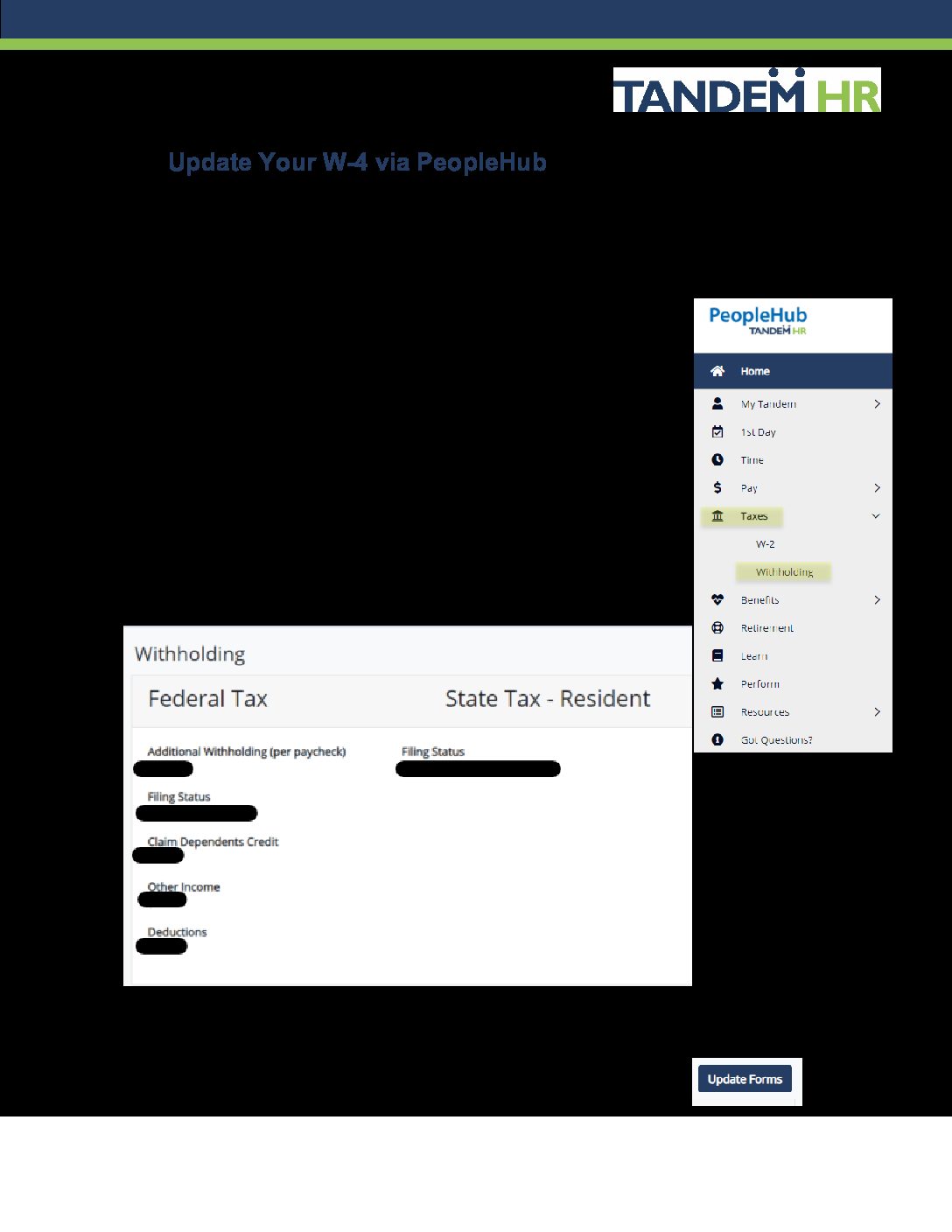 User Guide - Updating W4 in PeopleHub - Tandem HR